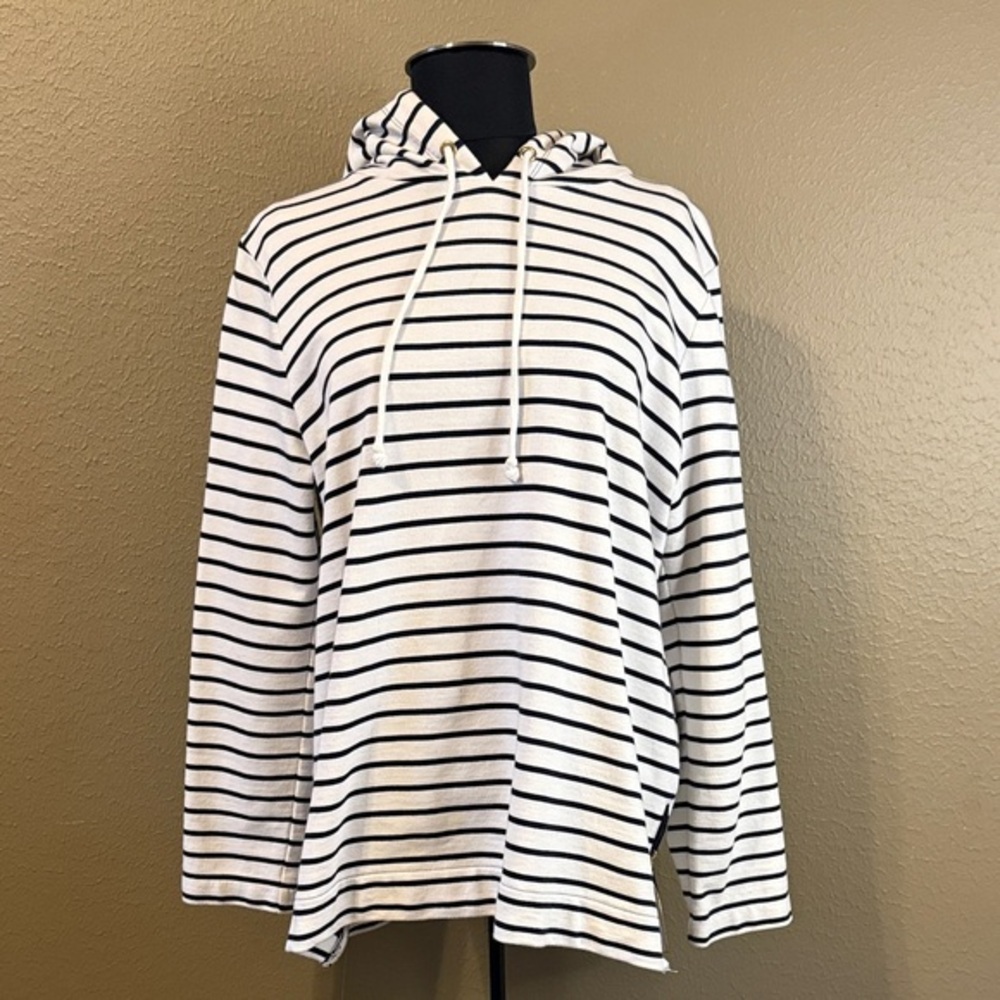 Jones New York Black and White Striped Hoodie
